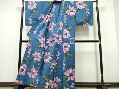 平和屋着物∴夏物　世界的ファッションデザイナー　山本寛斎　kansaiブランド　浴衣　枝花文　綿　未使用　逸品　CAAY4467ng