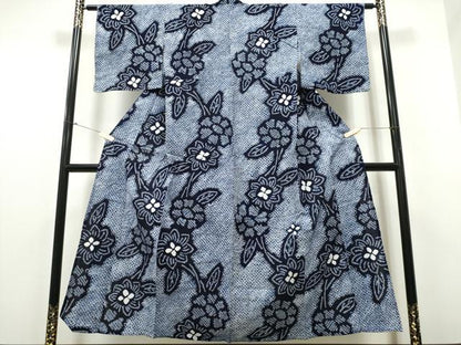 平和屋着物∴夏物 浴衣 有松鳴海絞り 枝花文 綿 逸品 CAAY4470ng