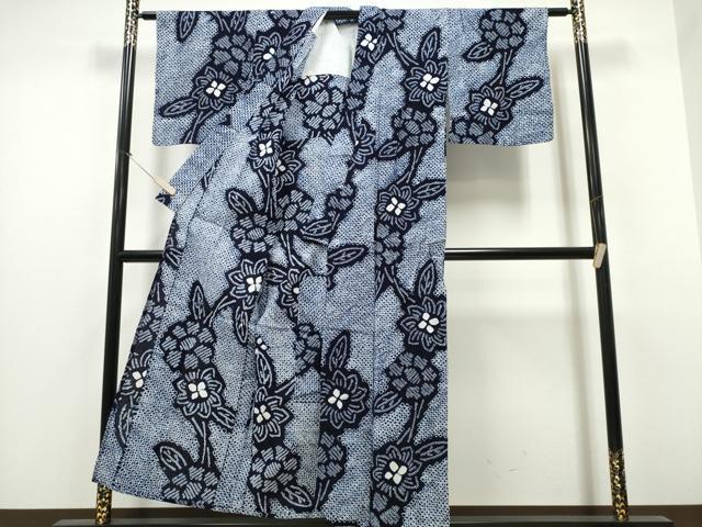 平和屋着物∴夏物 浴衣 有松鳴海絞り 枝花文 綿 逸品 CAAY4470ng