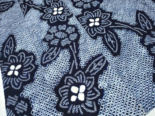 平和屋着物∴夏物 浴衣 有松鳴海絞り 枝花文 綿 逸品 CAAY4470ng