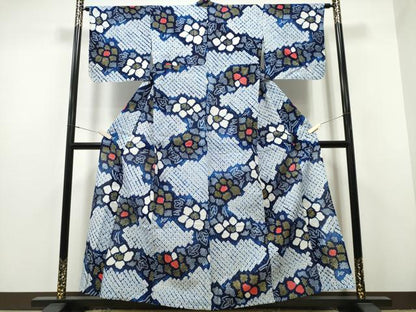 平和屋着物∴夏物 浴衣 有松鳴海絞り 枝花文 綿 逸品 CAAY4472ng