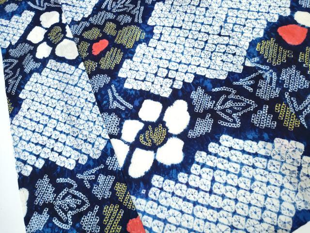 平和屋着物∴夏物 浴衣 有松鳴海絞り 枝花文 綿 逸品 CAAY4472ng