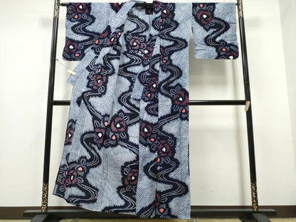 平和屋着物∴夏物 浴衣 有松鳴海絞り 流水舞花文 綿 逸品 CAAY4473ng