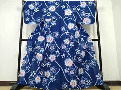 平和屋着物∴夏物 浴衣 有松鳴海絞り 枝花文 綿 逸品 CAAY4476ng