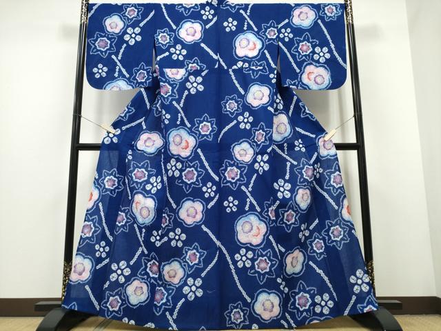 平和屋着物∴夏物 浴衣 有松鳴海絞り 枝花文 綿 逸品 CAAY4476ng