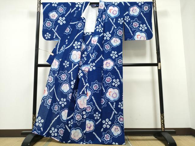 平和屋着物∴夏物 浴衣 有松鳴海絞り 枝花文 綿 逸品 CAAY4476ng
