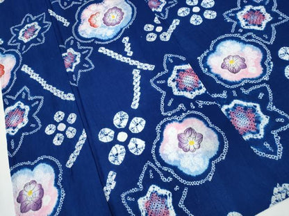 平和屋着物∴夏物 浴衣 有松鳴海絞り 枝花文 綿 逸品 CAAY4476ng