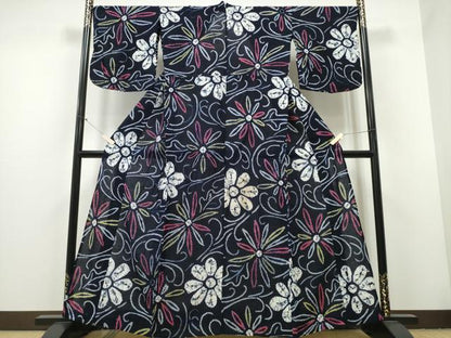 平和屋着物∴夏物 浴衣 有松鳴海絞り 舞菊文 綿 逸品 CAAY4477ng