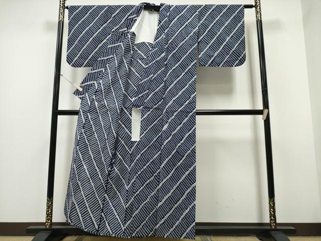 平和屋着物∴夏物 浴衣 有松鳴海絞り 斜線文 綿 逸品 CAAY4479ng