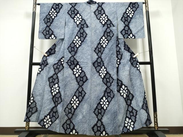 平和屋着物∴夏物 浴衣 有松鳴海絞り 花菱文 綿 逸品 未使用 CAAY4483ng