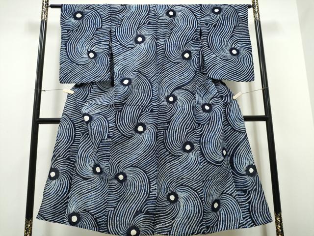 平和屋着物∴夏物 浴衣 有松鳴海絞り 渦巻文様 綿 逸品 CAAY4487ng