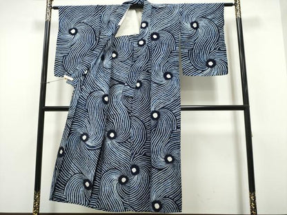 平和屋着物∴夏物 浴衣 有松鳴海絞り 渦巻文様 綿 逸品 CAAY4487ng