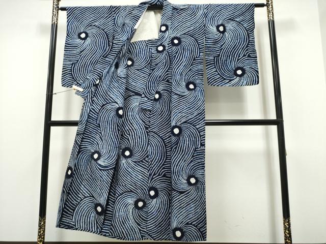 平和屋着物∴夏物 浴衣 有松鳴海絞り 渦巻文様 綿 逸品 CAAY4487ng