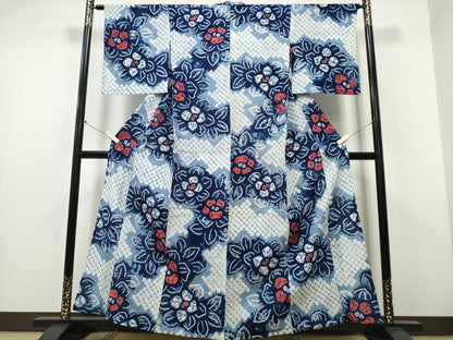 平和屋着物∴夏物　浴衣　有松鳴海絞り　舞花文　綿　逸品　CAAY4488ng
