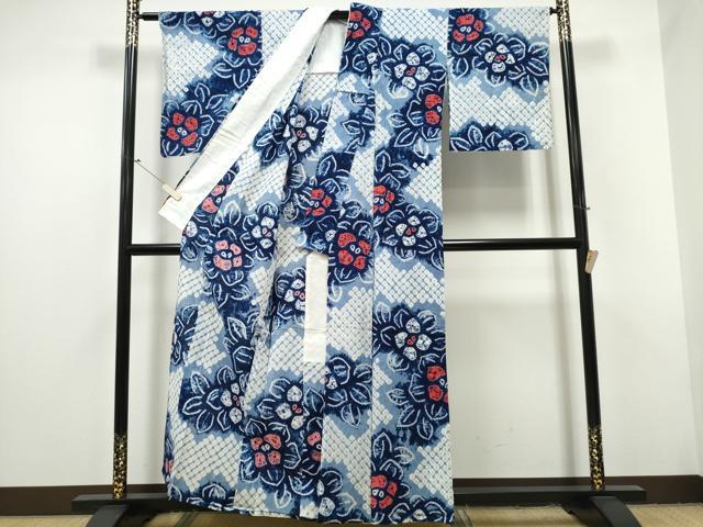 平和屋着物∴夏物　浴衣　有松鳴海絞り　舞花文　綿　逸品　CAAY4488ng