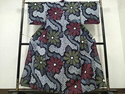 平和屋着物∴夏物 浴衣 有松鳴海絞り 流水舞菊文 綿 逸品 CAAY4490ng