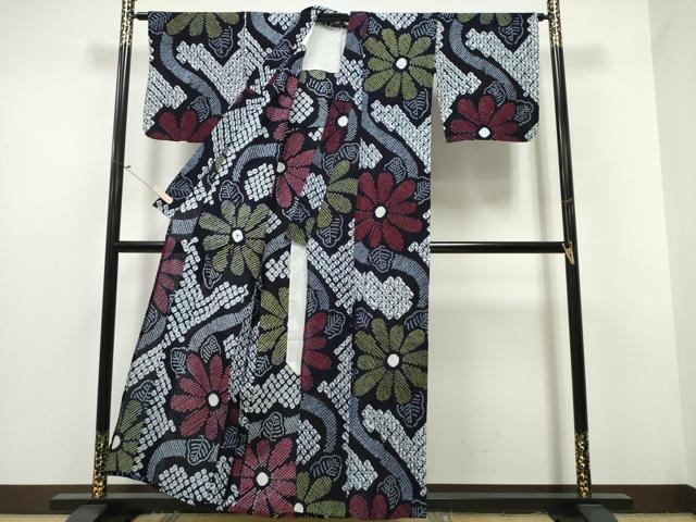 平和屋着物∴夏物 浴衣 有松鳴海絞り 流水舞菊文 綿 逸品 CAAY4490ng