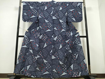 平和屋着物∴夏物 浴衣 有松鳴海絞り 切嵌吉祥花文 綿 逸品 未使用 CAAY4492ng