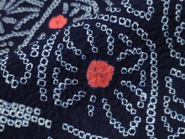 平和屋着物∴夏物 浴衣 有松鳴海絞り 切嵌吉祥花文 綿 逸品 未使用 CAAY4492ng
