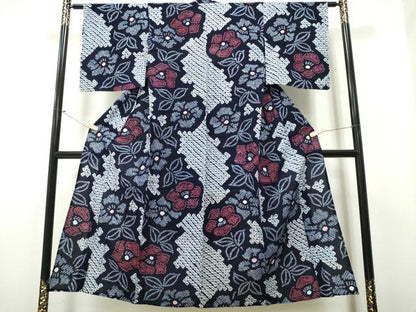 平和屋着物∴夏物 浴衣 有松鳴海絞り 椿 綿 逸品 CAAY4496ng