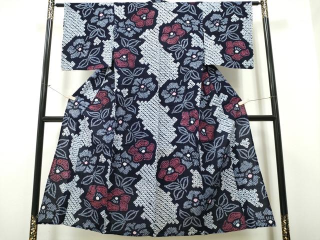 平和屋着物∴夏物 浴衣 有松鳴海絞り 椿 綿 逸品 CAAY4496ng