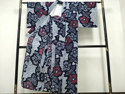 平和屋着物∴夏物 浴衣 有松鳴海絞り 椿 綿 逸品 CAAY4496ng