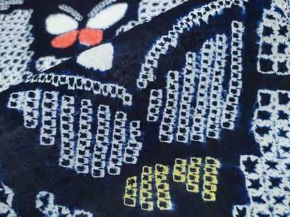 平和屋着物∴夏物 浴衣 有松鳴海絞り 網目舞蝶文 綿 逸品 未使用 CAAY4502ng