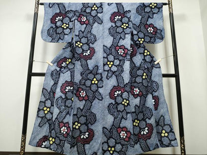 平和屋着物∴夏物　浴衣　有松鳴海絞り　草花文　綿　逸品　CAAY4503ng