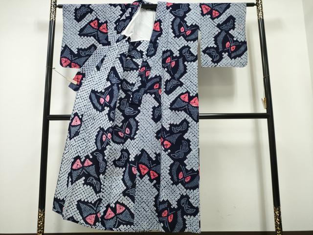平和屋着物∴夏物 浴衣 有松鳴海絞り 舞蝶文 綿 逸品 CAAY4506ng