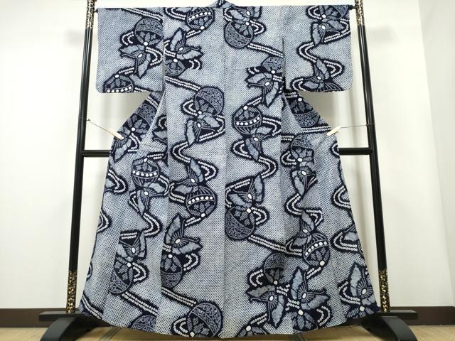 平和屋着物∴夏物　浴衣　有松鳴海絞り　流水鞠舞蝶文　綿　逸品　CAAY4508ng