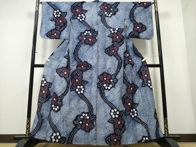 平和屋着物∴夏物 浴衣 有松鳴海絞り 流水舞花文 綿 逸品 CAAY4511ng