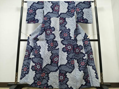 平和屋着物∴夏物 浴衣 有松鳴海絞り 舞花文 綿 逸品 CAAY4513ng