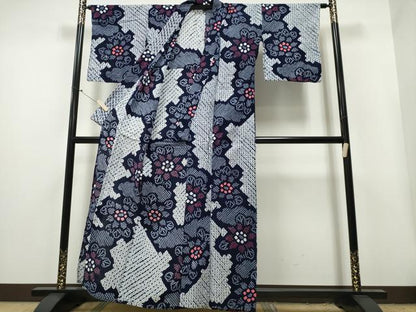 平和屋着物∴夏物 浴衣 有松鳴海絞り 舞花文 綿 逸品 CAAY4513ng