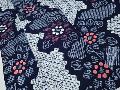 平和屋着物∴夏物 浴衣 有松鳴海絞り 舞花文 綿 逸品 CAAY4513ng