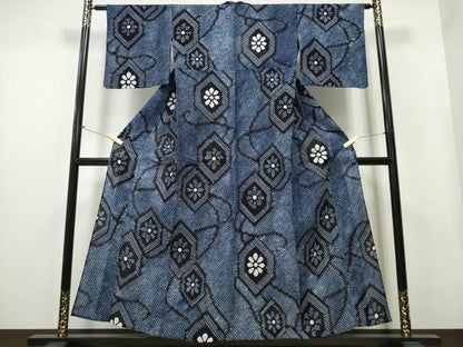 平和屋着物∴夏物 浴衣 有松鳴海絞り 亀甲花文 綿 逸品 CAAY4519ng
