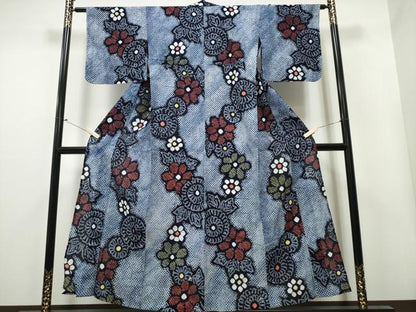 平和屋着物∴夏物 浴衣 有松鳴海絞り 菊尽くし 綿 逸品 CAAY4520ng