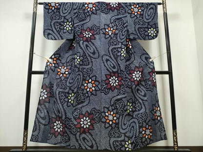 平和屋着物∴夏物 浴衣 有松鳴海絞り 流水舞花文 綿 逸品 未使用 CAAY4523ng