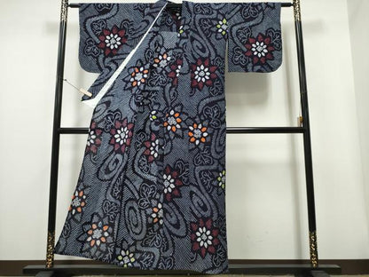 平和屋着物∴夏物 浴衣 有松鳴海絞り 流水舞花文 綿 逸品 未使用 CAAY4523ng