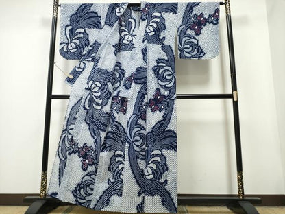 平和屋着物∴夏物 浴衣 有松鳴海絞り 乱菊 流水舞蝶文 綿 逸品 CAAY4526ng