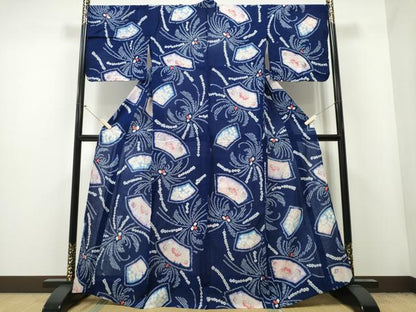 平和屋着物∴夏物 浴衣 有松鳴海絞り 手描き 乱菊 色紙花文 綿 逸品 CAAY4527ng