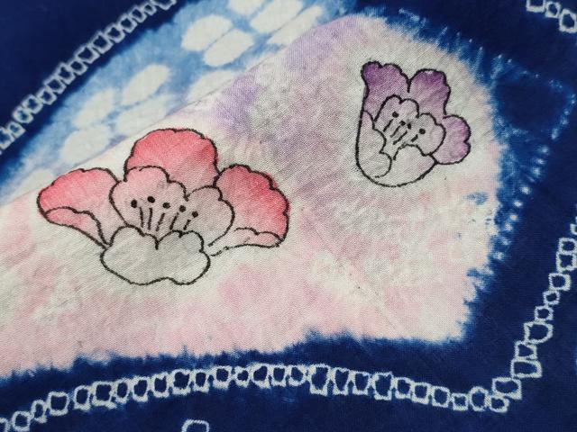 平和屋着物∴夏物 浴衣 有松鳴海絞り 手描き 乱菊 色紙花文 綿 逸品 CAAY4527ng