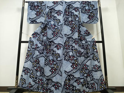 平和屋着物∴夏物 浴衣 有松鳴海絞り 草花文 綿 逸品 CAAY4528ng