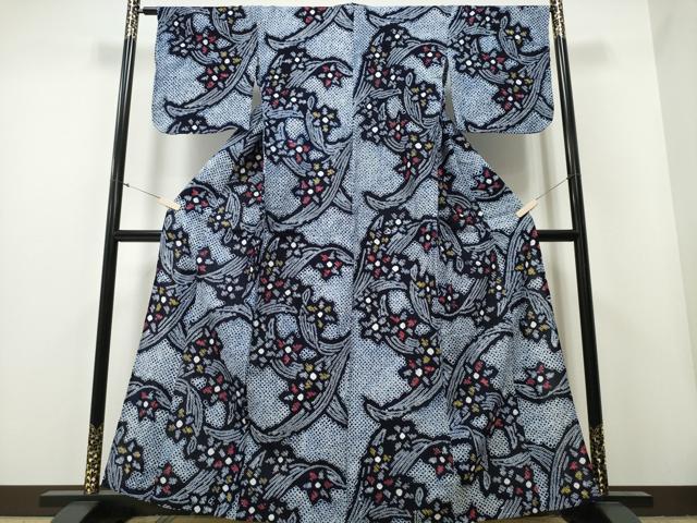 平和屋着物∴夏物 浴衣 有松鳴海絞り 草花文 綿 逸品 CAAY4528ng
