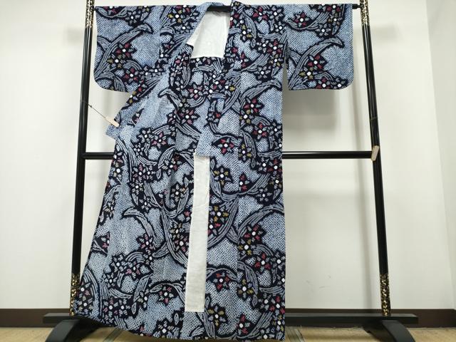 平和屋着物∴夏物 浴衣 有松鳴海絞り 草花文 綿 逸品 CAAY4528ng