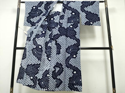 平和屋着物∴夏物 浴衣 有松鳴海絞り 流水扇面花文 綿 逸品 CAAY4529ng