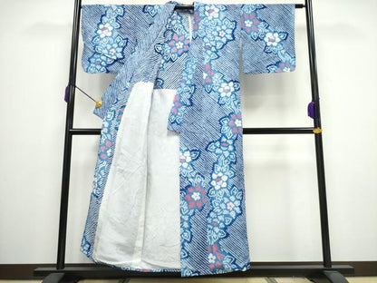 平和屋着物∴夏物 浴衣 有松鳴海絞り 斜線花文 綿 逸品 CAAY4532ng