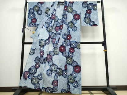 平和屋着物∴夏物 浴衣 有松鳴海絞り 舞菊文 綿 逸品 CAAY4534ng