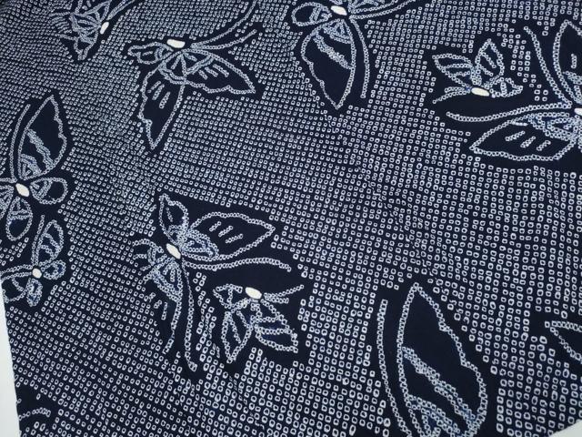 平和屋着物∴夏物 浴衣 有松鳴海絞り 舞蝶文 綿 逸品 CAAY4535ng