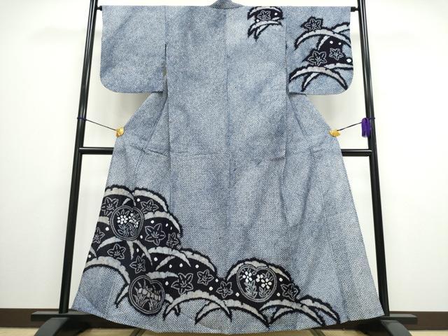 平和屋着物∴夏物　浴衣　訪問着　有松鳴海絞り　雪芝草花文　綿　逸品　CAAY4539ng
