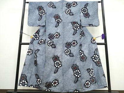 平和屋着物∴夏物　浴衣　有松鳴海絞り　舞花文　綿　逸品　CAAY4541ng